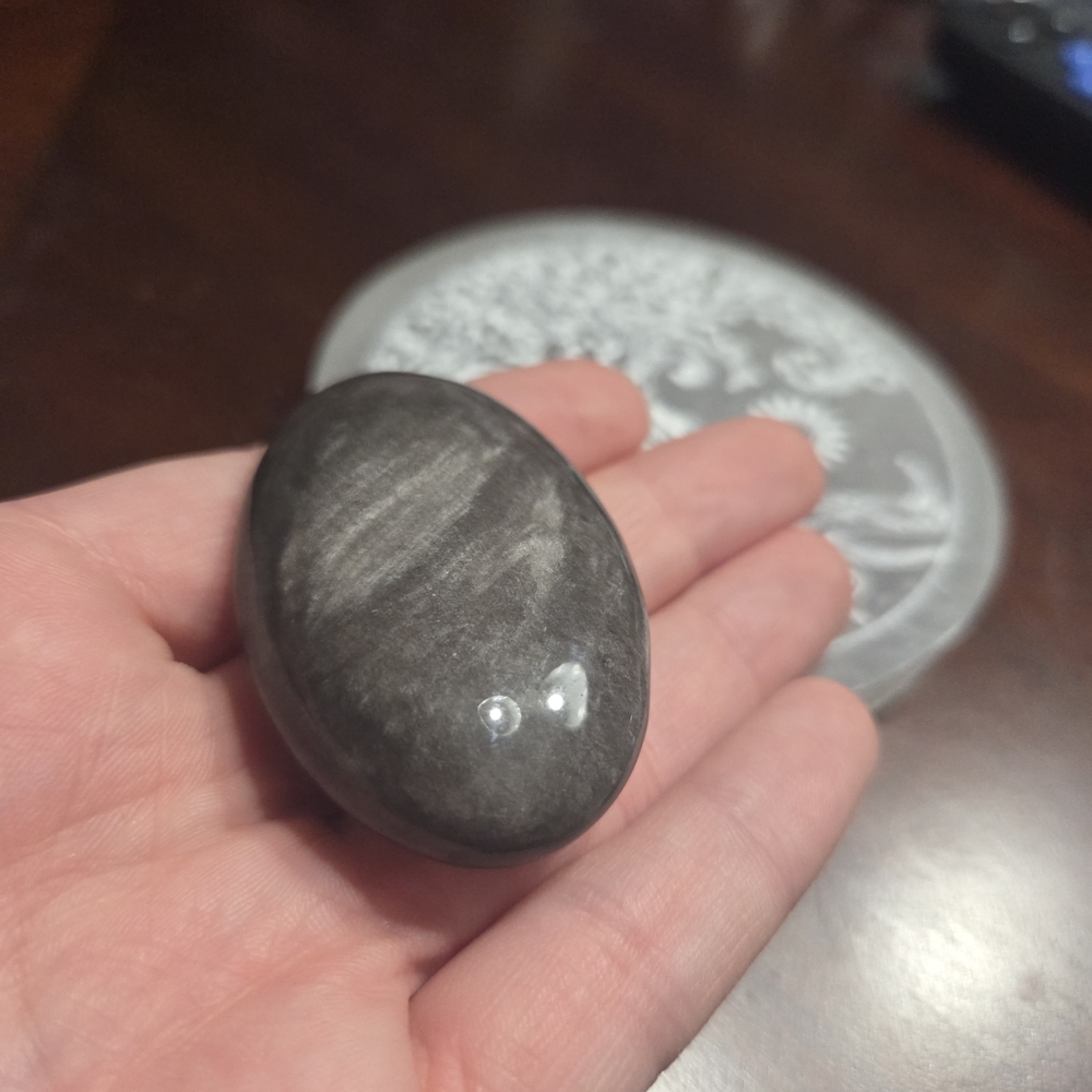 Silver Sheen Obsidian Palmstone - Picture 5 of 16